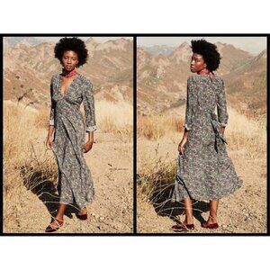 💕DOEN💕 Charleston Dress ~ Navy Lady Bird Floral Long Sleeve Cotton XS NWT